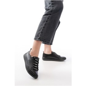 Resim Aska Shoes Mk-9026 Bağcıklı Taş Aksesuarlı Günlük Spor Ayakkabı Siyah 