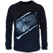 Resim Içindeki Kurt Kadın Uzun Kollu Sweatshirt - Siyah 