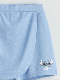 Resim LC Waikiki NEVAVM Farkıyla Stitch Baskılı Kız Çocuk Şort Etek 