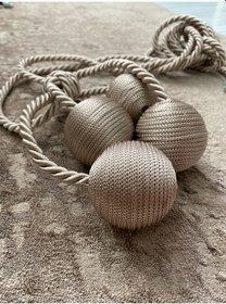 Resim Modern Sarım 4 Toplu Braçol Kornişe Takmatik Ipli Tavan Perde Aksesuarı Vizon 