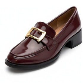 Resim April Toka Detaylı Parlak Rugan Kadın Loafer Kahverengi 