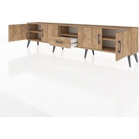 Resim Arges Tv Ünitesi 3 Raflı Tek Çekmeceli 4 Kapaklı 220x30x51 Çam-çam Atlas Çam/atlas Çam - Atlas Çam 