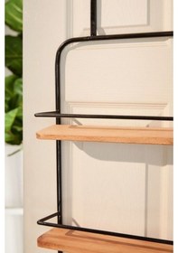 Resim Banyo Askısı Havluluk Ahşaplı Metal Raflı Askılık Siyah 
