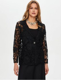 Resim Faik Sönmez Dantel Kadın Blazer Ceket Us26ckt046 Siyah 