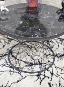 Resim Zafir Siyah Fırınlı Statik Boya Siyah Mermer Suntalem Tabla Pota Orta Sehpa - Siyah Orta Sehpa Siyah Mermer 