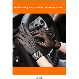Resim Letsii Siyah Renk Likralı File Eldiven Parmaklı Örgü Yetişkin Eliktir Çok Renkli 