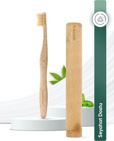 Resim TBRUSH Kremrengi Bambu Diş Fırçası - Medium(orta Sert) + Diş Fırçası Saklama / Taşıma Kabı 