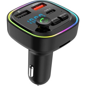 Resim Araç Bluetooth Fm Transmitter Cihazı Rgb 2 USB 1 Pd Oto Çakmaklık Şarj Aleti Müzik Kiti 