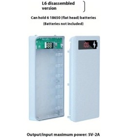 Resim Topshop1 Beyaz L6 Kaynak Gerektirmeyen 6 Hucreli 18650 Pil Tasinabilir Power Bank Kiti Cikarilabilir Dis Kabuklu Dıy BEYAZ 