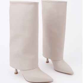 Resim Muggo Milena Sivri Burun İnce Topuklu Kadın Çizme Ten 