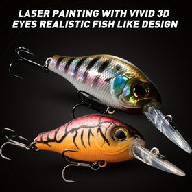 Resim Canlı 3D Lazer Boyama Çekiçleri Balıkçılık Yem - Gerçekçi Balık Gözü Tasarımı ile 55mm/65mm Yüzen Wobblers, Pike Bass Minnow Yemleri için Derin Döküm saç tokası, Tatlı ve Tuzlu Su Balıkçılığı için Yapay Yem, Balıkçılık Yem, Canlı Yem Tasarımı, Dayanıklı Yem İnşası 
