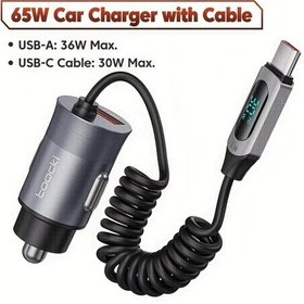 Resim Chuangyinshop Toocki 65w Usb Araç Şarj Cihazı Silvery Hızlı Şarj Digital Ekranlı Type C İphone Uyumlu 16 15 Pro Max Samsung Uyumlu S24 