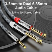 Resim RIKSOIN 3.5mm Çift 6.35mm Ses Kablosu, 1/8'den 1/4 Stereo Y Bölücü, Yuvarlak 4-Pin ATX Erkek Erkek, Kategori 5 Kombine Kablosu, Şarj Edilmemiş, iPhone, PC, Ses Kartı, Mikser, Çoklu Medya Hoparlörü, Ev Stereo Sistemi için 