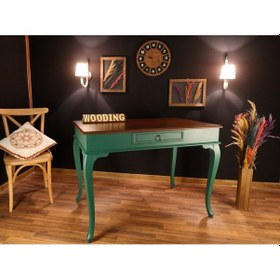 Resim Wooding-Mobilya Wooding 120 Cm Çekmeceli Masif Yeşil Ceviz Çalışma Masası 