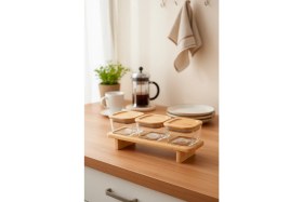 Resim Bernardo Lunaya 3'lü Bambu Standlı Kahvaltılık Orta Boy 