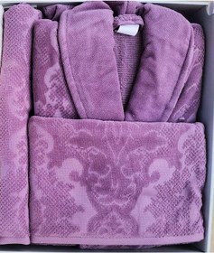 Resim Özdilek Curve Aile Bornoz Seti Mürdüm - Krem Krem - Mürdüm 