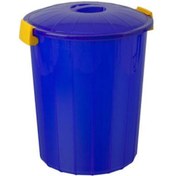 Resim Çöp Kovası Kapaklı Plastik 100 Litre Mavi 