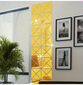 Resim Üçgen Kesim Kare Pleksi Ayna 9x18cm 1 Set 100 Adet - Gold Gold 