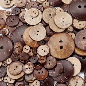 Resim Boho Stil Doğal Hindistan Cevizi Kabuğu Düğmeleri, 10/20/50/100 Paket, 2 Delikli Yuvarlak Ahşap Boncuklar, DIY Ayakkabı Şapka Giyim Aksesuarları, Oyunca Dekorasyon Malzemeleri 