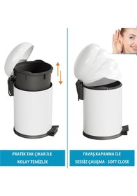 Resim Aqua Bagno Smile Klozet Fırçası + Çöp Kovası 5 Lt -2 Parça Set, Beyaz 
