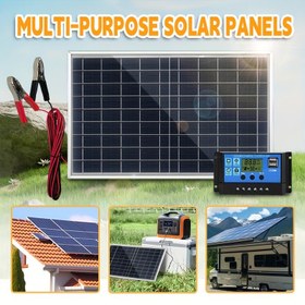 Resim ZGZXSEXHZ Bahçe Villa 12V-18V-24V Taşınabilir Güneş Paneli Kiti 60A/80A/100A Kontrol Cihazı USB 5V Güneş Şarj Cihazı, Bağlantı Kablosu ile, Güç Bankaları, Kamp, Yürüyüş, Tekne, Telefonlar, Işıklar, Gözetim, Evcil Hayvan Yuvası vb. için Uygun 