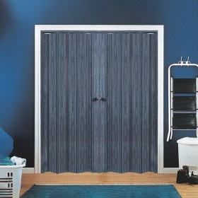 Resim Faran Dekorasyon 215 x 230 Antrasit Renk Camsız Çift Açılım Pvc Akordiyon Katlanır Kapı FRNAKMODEL-207 