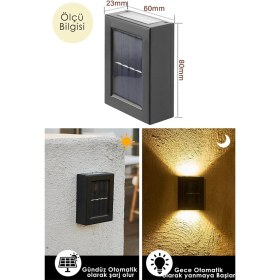 Resim Tedost Tekli Yeni Model Solar Çift Taraflı Duvar Lambası Güneş Enerjili Aydınlatma Dekorasyon Aplik Işık 