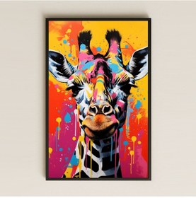 Resim Renkli Zürafa Tasarımlı Şeffaf Pleksi Tablo 