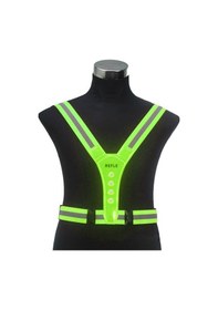 Resim 4led Işıklı Yansıtıcı Yelek, V Şeklinde Lastik - Floresan Sarı Çok Renkli 