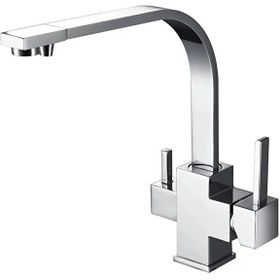 Resim İdeal Mağaza Su Arıtma Cihazı İçin 3 Yollu Kare Krom Musluk 