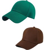 Resim Ritagarcia Unisex Ayarlanabilir Spor Yeşil-kahverengi Basic Kep Şapka 2'li Set 