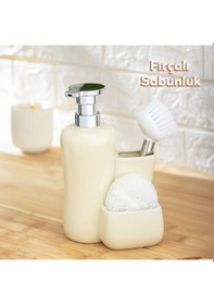 Resim Porsima 277745 Sıvı Sabunluk Fırçalı Süngerlikli Sabunluk Krem 