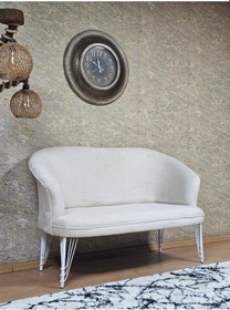 Resim Zafir İkili Teddy Beyaz Boyalı Telli Ayak Çay Seti Koltuk İkili Berjer , Balkon, Salon, Ofis Krem 