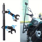 Resim Dual-Head Ayarlanabilir 360° Alüminyum Alaşımlı Kelepçe - Süper Braketi, Nilon Malzeme ile Fotoğrafçılık Tripod Montaj Kiti, Vlogging ve Freeriding Fotoğrafçılığı için İdeal, Vlogging Kurulumu | Şık Siyah Kelepçe | Nilon Braketi, Kamera Montajları 