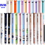 Resim 25 adet/35 adet Rastgele 25/35 Silinebilir Jel Kalemler, 0.5mm İğne Tüp Dolumları, Mavi Mürekkep, Dahili Silgi, Değiştirilebilir Çekirdek Yazma Araçları, Okula Dönüş Hediyesi, Okul Kırtasiye, Ofis Aksesuarları 