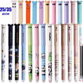 Resim 25 adet/35 adet Rastgele 25/35 Silinebilir Jel Kalemler, 0.5mm İğne Tüp Dolumları, Mavi Mürekkep, Dahili Silgi, Değiştirilebilir Çekirdek Yazma Araçları, Okula Dönüş Hediyesi, Okul Kırtasiye, Ofis Aksesuarları 