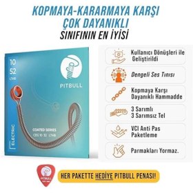 Resim AyrStore Strings Coated Seri Elektro Gitar Teli - Uzun Ömürlü, Parlak Ton, Yüksek Dayanıklılık (10-52 