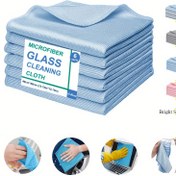 Resim 6 adet Mikrofiber Cam Temizleme Bezi, Lint-Free, Parlak Yüzey, Su Lekelerini Gidermek İçin Parlatma, İz Bırakmayan Pencereler ve Ayna, Araba Pencere Temizliği, Makine Yıkanabilir, makine Yıkanabilir 