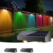 Resim 2/4/8 adet Güneş Enerjili Çit Işıkları, RGB+Sıcak Beyaz+Soğuk Beyaz Güneş Enerjili Çit Işıkları 11 Renk Modu ile, Güneş Enerjili Duvar Işıkları Dış Mekan, Güneş Enerjili Güverte Işıkları, Otomatik Açma/Kapama Alacakaranlık'tan Şafak'a Güneş Bahçe Işıkları Duvar Bahçe Veranda Korkuluk Dekoru için 