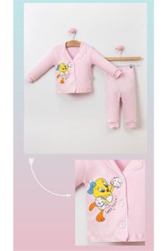 Resim Sparrow Laurel Kız Bebek Tweety Baskılı Önden Düğmeli Pijama Takımı ,alt Üst Gecelik Takımı (6-18 Ay) 