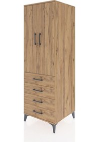 Resim Kronos Dolap Tek Raflı 4 Çekmeceli Tek Askılı 60x59x182 Çam-çam Çam 