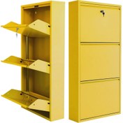 Resim mobilyapratik Kilitli 3'lü Metal Ayakkabılık - Sarı 