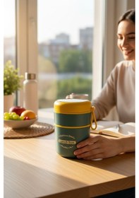 Resim Tohana Kulplu Çelik Sefer Tası - Yemek Termosu Saklama Kabı 2 Katlı Mavi 710 Ml. 304 Çelik Pembe 