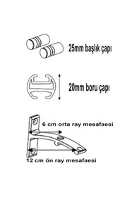 Resim Perdemix 20 Mm Kornişli Dekoratif Alüminyum Çift Raylı Rustik Perde Askısı 