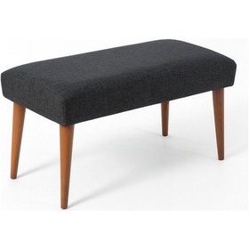 Resim Azra Mobilya Modern Keten Kumaş Puf Bench 90x45 Cm Demonte Ahşap Ayaklı Oturma Pufu - Koyu Gri Koyu Gri 