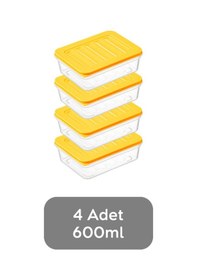Resim Meleni Home Buzdolabı Mikrodalga Saklama Kabı Sarı 4'Lü 4 x 600 ML Sarı 