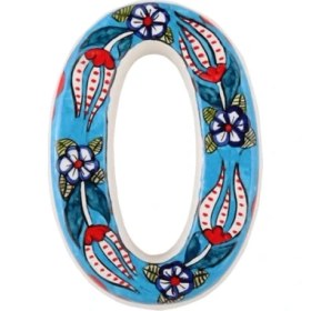 Resim Yılmazel Seramik Lale Desende Kapı Numarası Mavi 0 