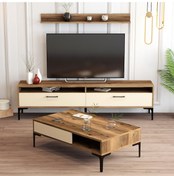 Resim Variant Istanbul Tv Ünitesi Ve Orta Sehpa Takımı - Ceviz / Krem 