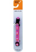 Resim Luxury Paws Desenli Kedi Boyun Tasması Pembe 10mm-30CM 