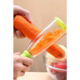 Resim Gampus Hazneli Soyacak Meyve Sebze Soyacağı Portatif Tasarım Kabukları Haznesinde Toplayan Pratik Soyacak 